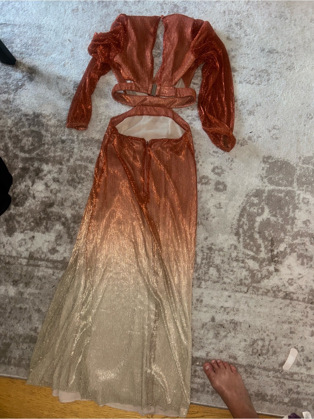 Kookaï Elegant Ombre Long-Sleeve Maxi Dress - Rust to Gold - Picture 3 of 4